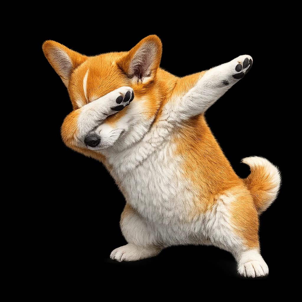 A corgi dabbing